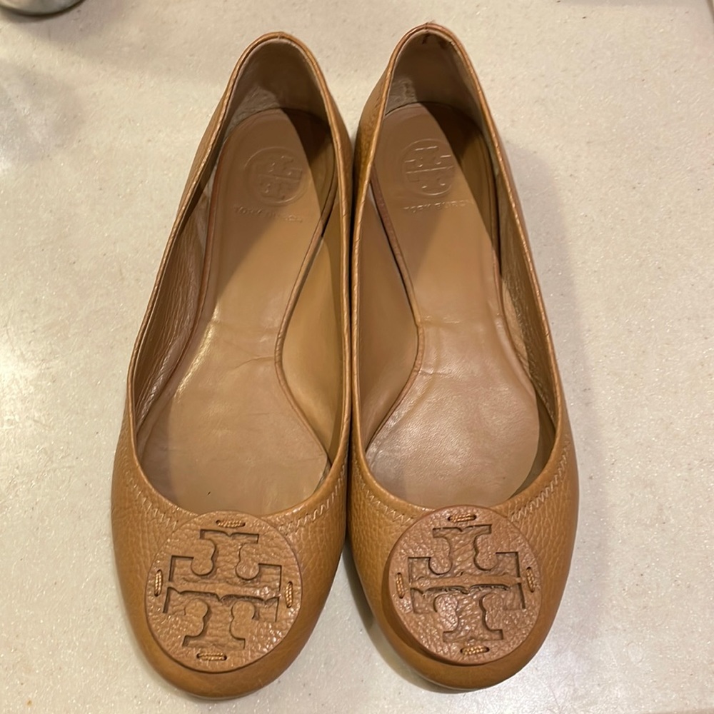 Tory Burch Women's Tan Leather Ballet Flats